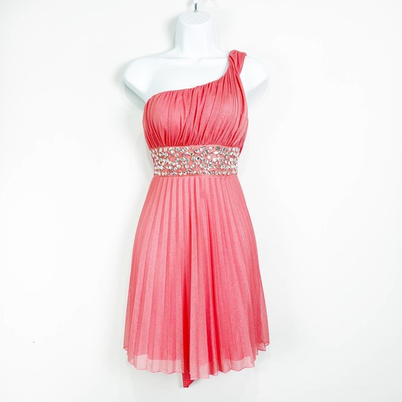 y2k 90s vintage pink sequin rhinestone prom party dress juniors Size Small - Picture 1 of 7